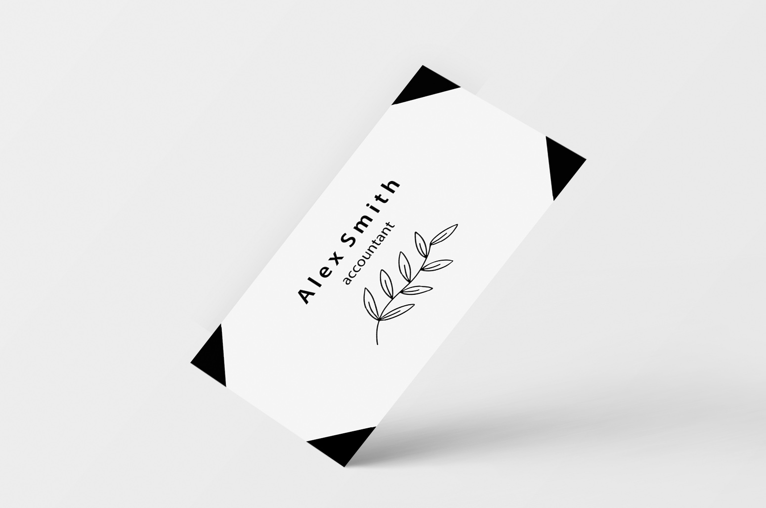 business card black with twig mockup