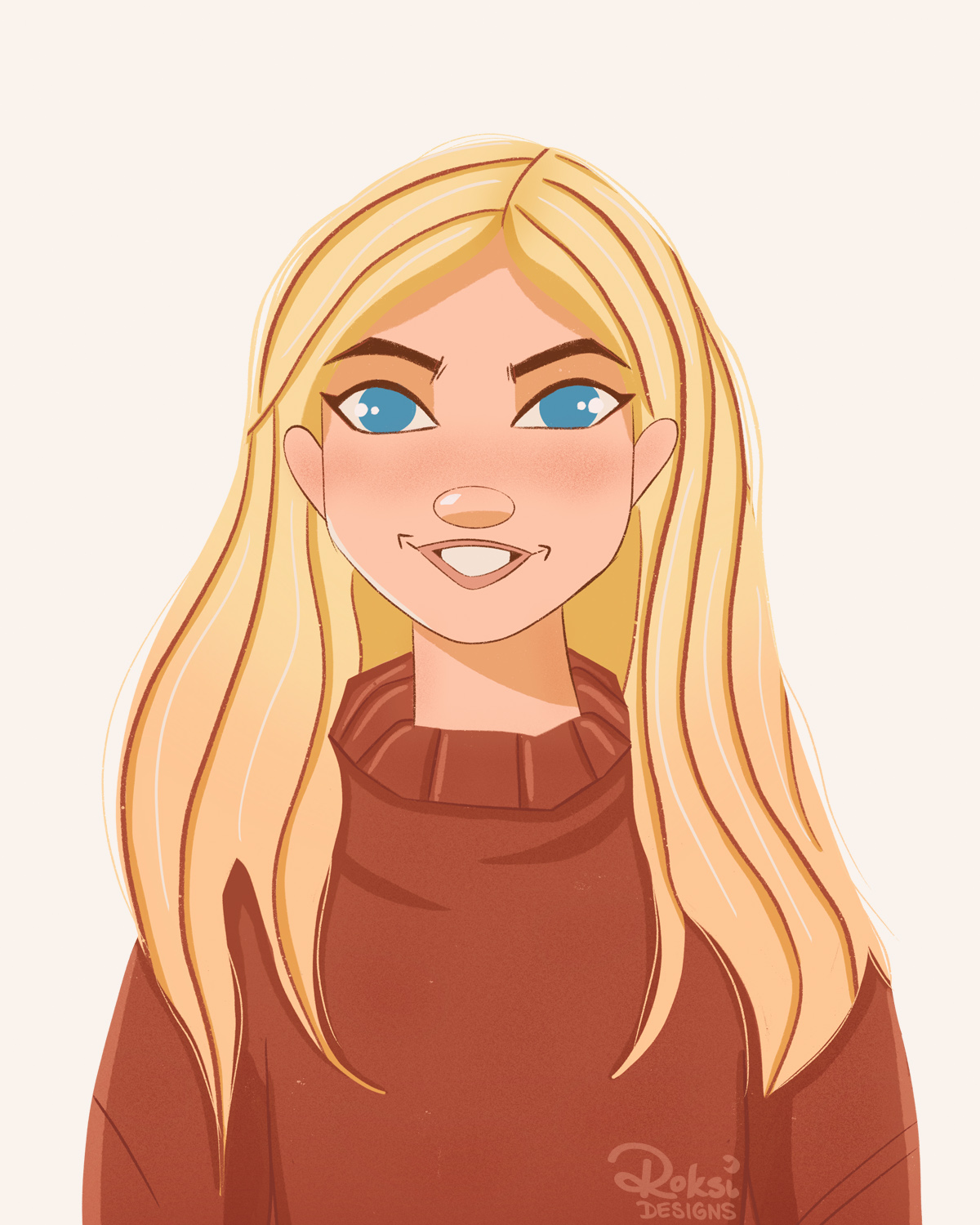sweater girl, character art, illustration, portrait